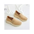 thumbnail image 4 of Fangasis Womens Platform Shoes Lightweight Sneakers Slip On Casual Sports Breathable Flats Beige 9, 4 of 5