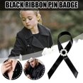 thumbnail image 3 of Black Ribbon Pins Melanoma Skin Cancer Awareness Pins Black Enamel Ribbon Brooch Badges Funeral Memorial Pin, 3 of 8