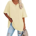 thumbnail image 3 of TIHLMK Womens T Shirts Women's Casual V-Neck Half Sleeve Solid Loose Shirt Blouse Tops Yellow, 3 of 9