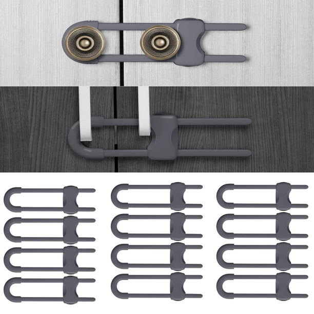 12 Packs Sliding Locks,Baby Proofing UShaped Child Safety