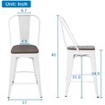 thumbnail image 7 of FDW 24" White Metal Modern Indoor/Outdoor Dining/Kitchen High Back Wooden Seat Chair Set of 4, 7 of 7