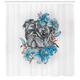 thumbnail image 3 of Ambesonne Pug Shower Curtain, Fun Dog with Flowers, 69"Wx75"L, Teal Grey, 3 of 3