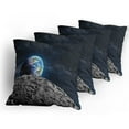 thumbnail image 5 of Ambesonne Galaxy Throw Pillow Cover 4 Pack, Moon Surface Luna Design, 24", Grey Dark Blue, 5 of 7