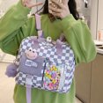 thumbnail image 2 of Sywqhk Mochila De Hombro A Cuadros Japonesa De Gran Capacidad Para Estudiantes (Púrpura) Sywqhk Para estrenar, 2 of 9