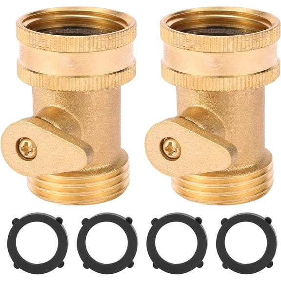 Garden Hose Shut Off Valve, 2 Pack Heavy Duty 3/4 Inch Solid Brass Garden Hose Connector