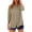 Khaki, variant on Staron Women's Casual Loose Shirt V-Neck Quarter Sleeve Lapel Button Top Basic Comfy Relaxed Blouse, Light Blue M