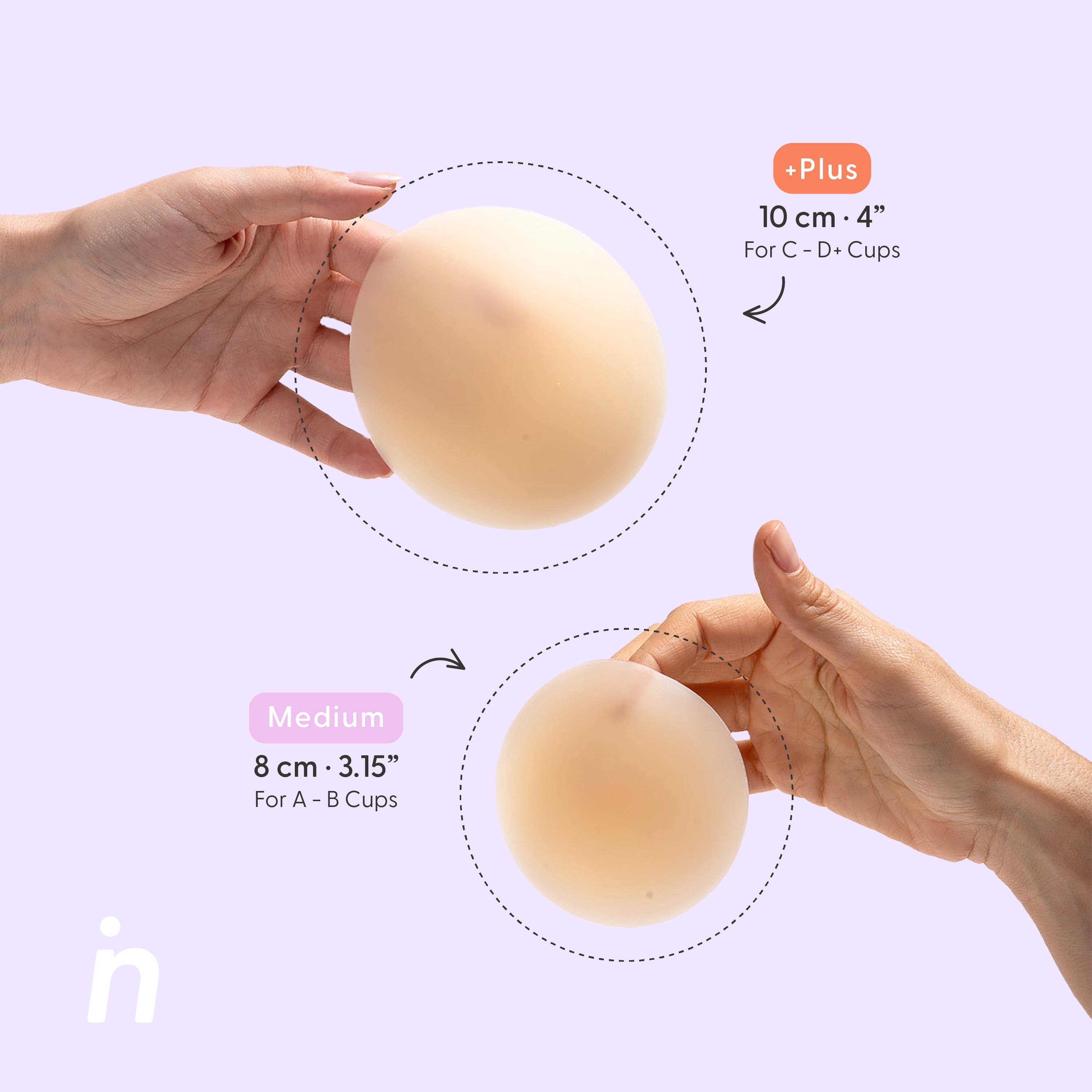 Nipskin- Bare It All - Round Silicone Nipple Covers, Ultra-thin, adhesive and reusable - Vanilla - Cups C-D Plus