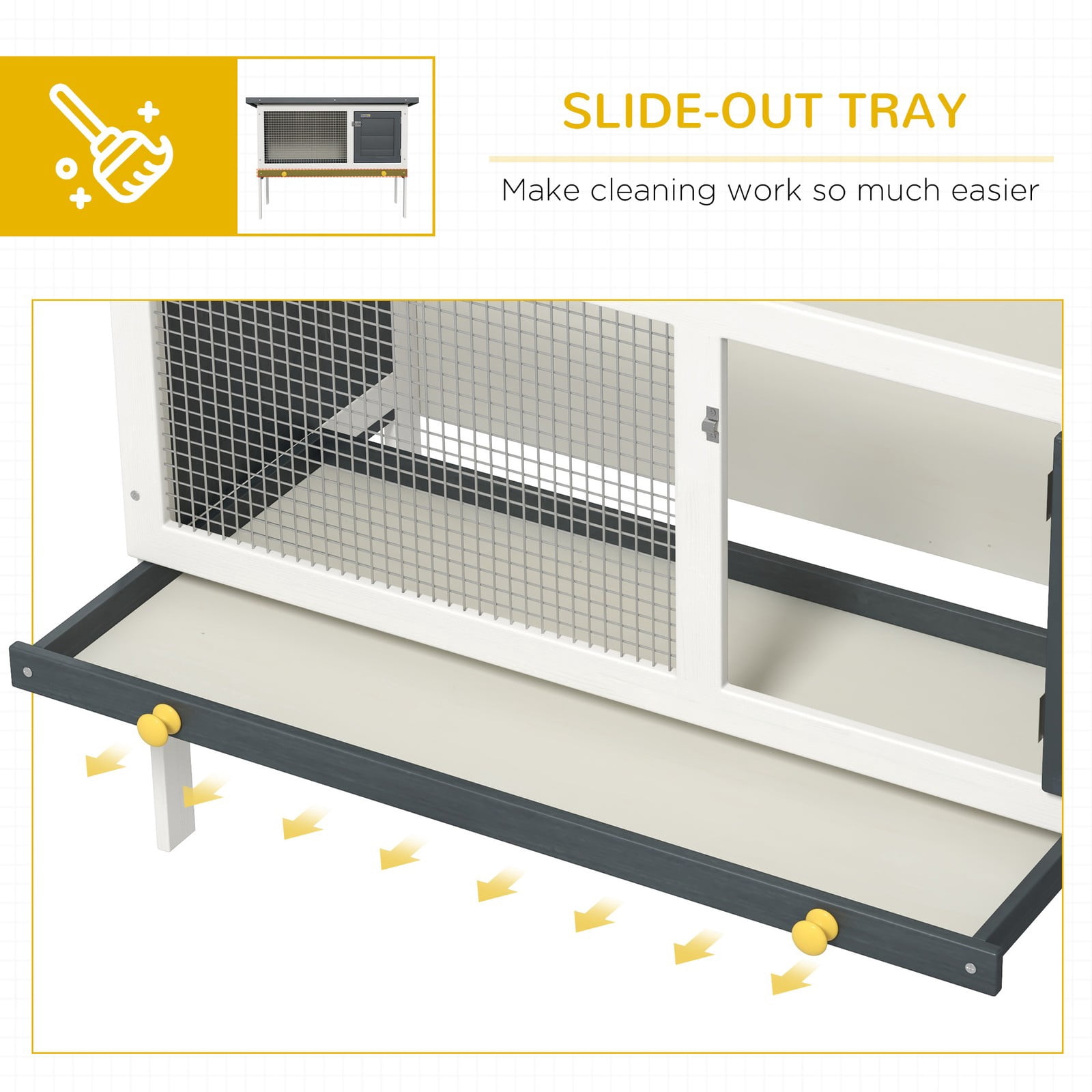 Favory Wooden Rabbit Hutch Indoor, Bunny Cage Outdoor, Guinea Pig House with Pull-Out Tray, and Openable Asphalt Roof