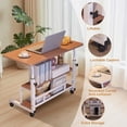 thumbnail image 4 of Adjustable Height Mobile Standing Desk – Ergonomic Rolling Computer Table with Storage Shelves – Space-Saving Laptop Desk for Home Office or School – with Wheels, Walnut 80 x 40CM, 4 of 6