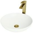 thumbnail image 6 of VIGO Matte Stone Lotus Composite Round Vessel Bathroom Sink in White with Duris Faucet and Pop-Up Drain in Matte Gold, 6 of 10