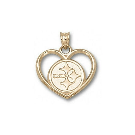 NFL - Pittsburgh Steelers 10K Gold Circle Logo Heart Pendant