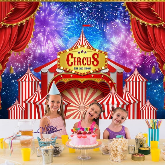 Carnival Circus Background For Photography Red Tents Curtain Circus Stage Theme Photo Background 6X4ft Happy Birthday Party Background Decorations, C