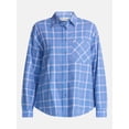 thumbnail image 5 of No Boundaries Plaid Flannel Shirt with Long Sleeves, Women's XXS-XXL, 5 of 5