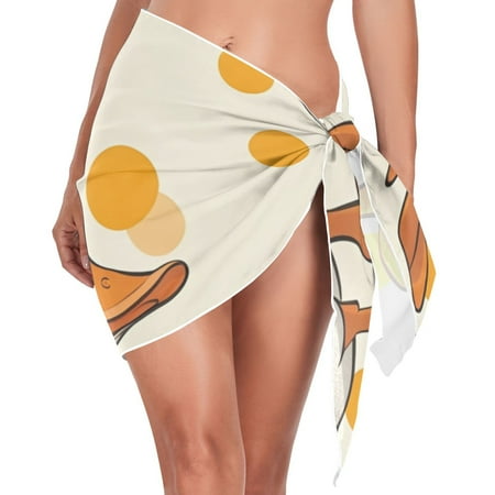 Cartoon Ducks Women Coverups Beach Cover Up Chiffon Swimsuit Bikini Wrap Short Skirt Beach Slit Tie Waist