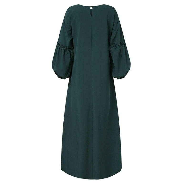 BNisBM Muslim Clothes For Women Long Sleeve Maxi Dress Loose Praying Dress Abaya Full Cover Islam Dubai Modest Robe A-Beige At Women's Clothing Store