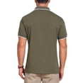thumbnail image 3 of INSPIRE CHIC Men's Contrast Trim Short Sleeve Three-Button Closure Knitted Polo Shirts L Olive Green, 3 of 5