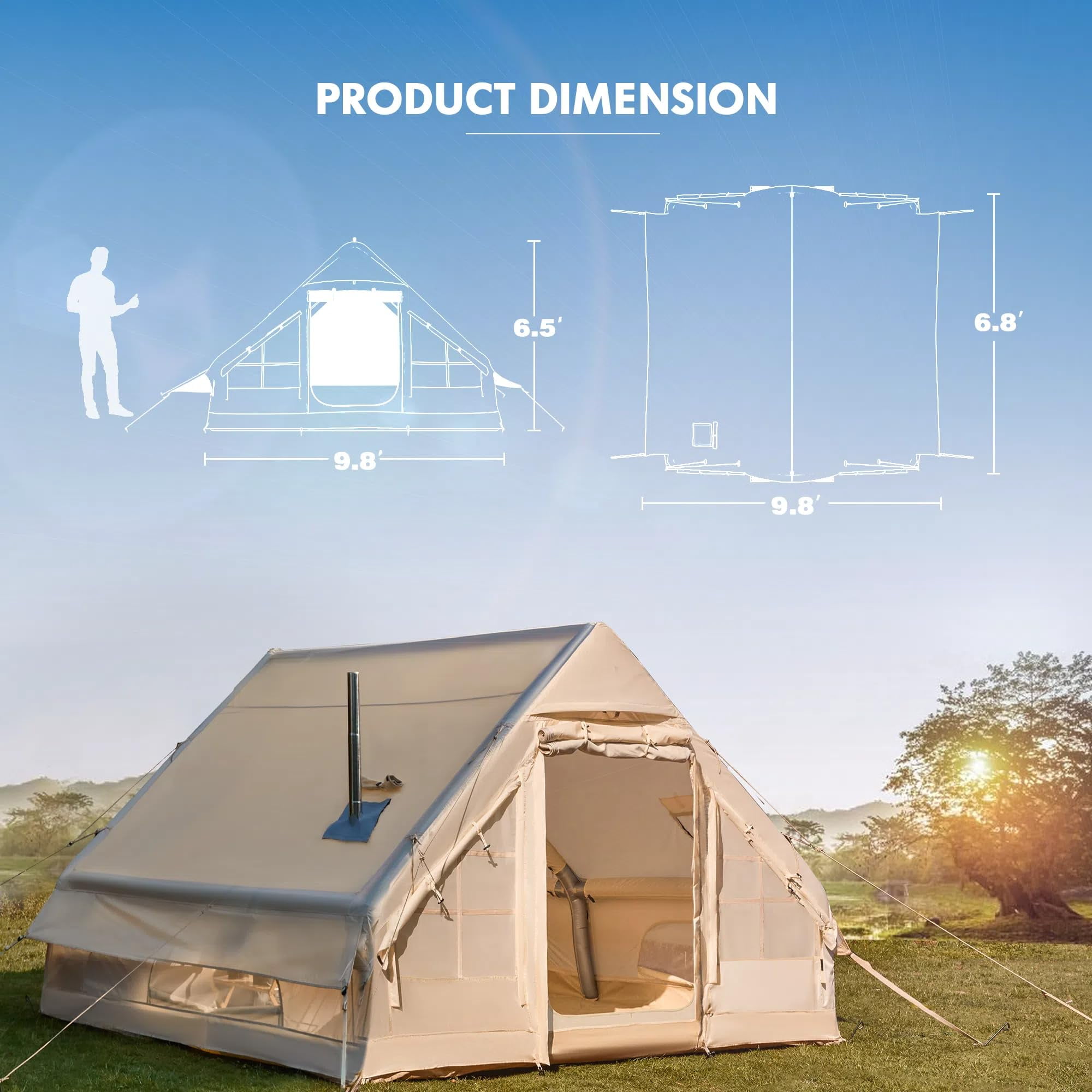 Erommy 12'x8' Inflatable Tents for Camping, Oxford Blow Up Tent