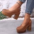 thumbnail image 6 of Miluxas Women's Solid Color Platform Slingback High Heels Ladies Closed Pointed Toe Pump Shoes Brown 6.5(38), 6 of 9