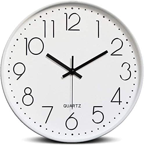 Non Ticking Silent Quartz Battery Operated Round Easy to Read Kitchen Clock For Home/Office/School White LENRUS 12 Inch Modern Wall Clock 