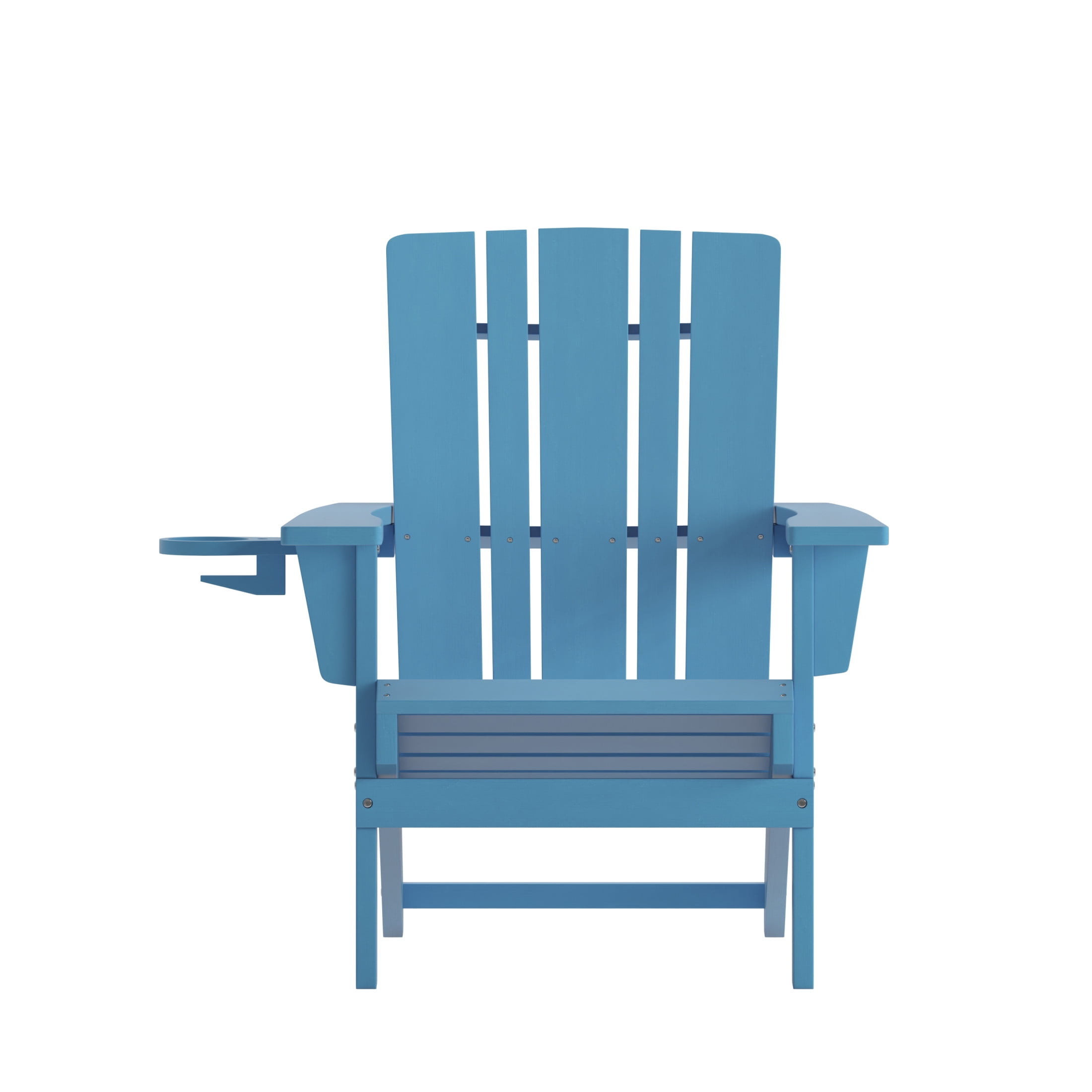 BizChair Adirondack Chair with Cup Holder, Weather Resistant HDPE Adirondack Chair in Blue