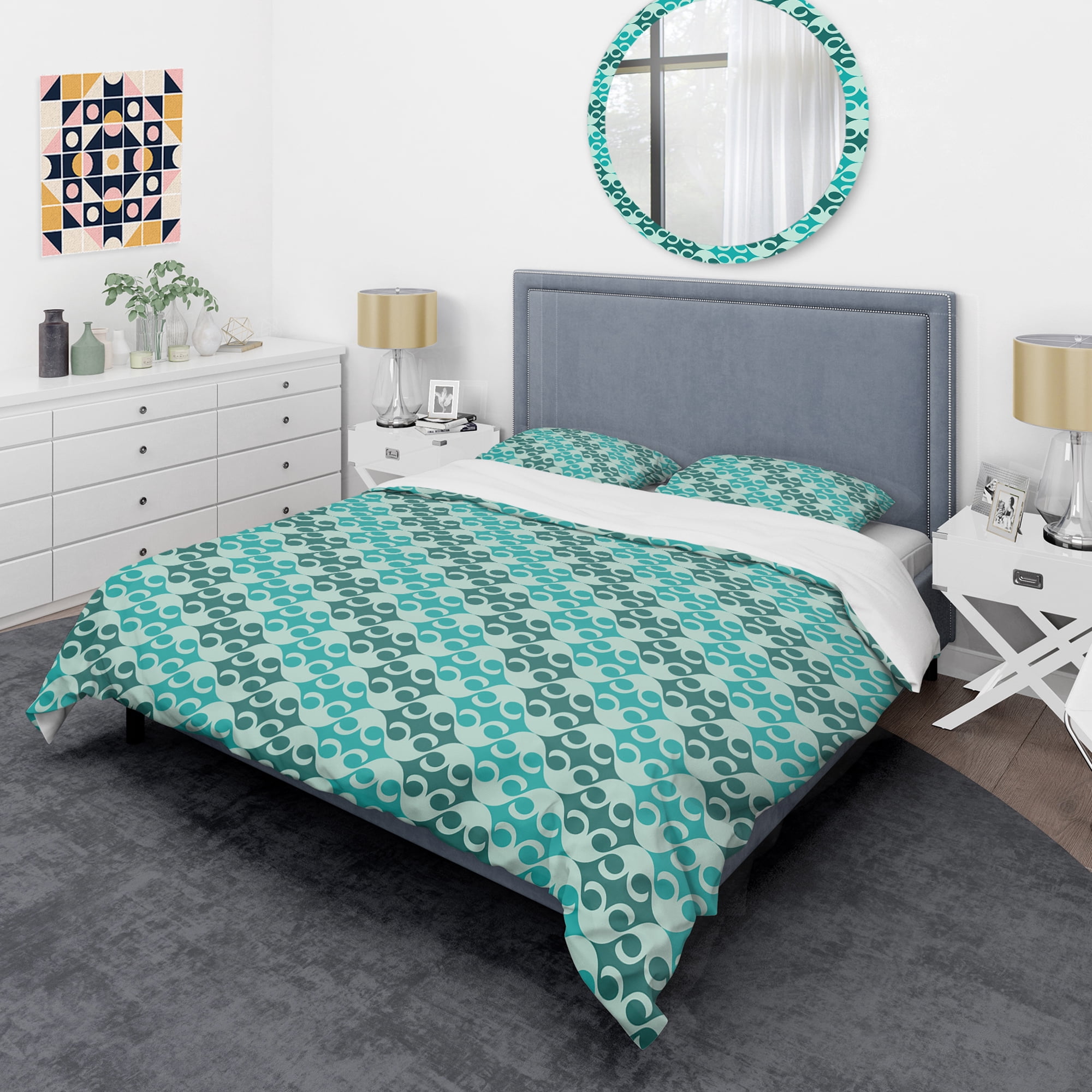 Designart 'Abstract Retro Geometrical Design VI' Mid-Century Modern Duvet Cover Set