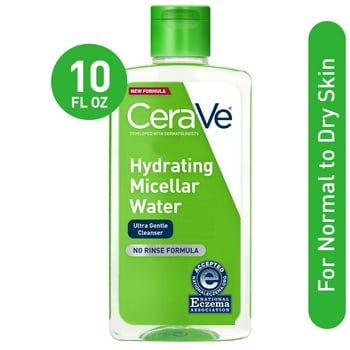 CeraVe Hydrating Micellar Water Facial  & Eye Makeup Remover, Fragrance Free & Non-Irritating, 10 fl oz