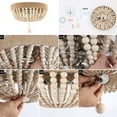 thumbnail image 6 of JONATHAN Y Justina Wood Bead 14" 2-Light Farmhouse Bohemian Iron LED Flush Mount, Light Taupe/Chrome, JYL1307A, 6 of 9