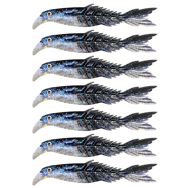8uds. Señuelo de pesca de pez de cola de tijeras multisección para agua salada (-) azul blanco 7 piezas