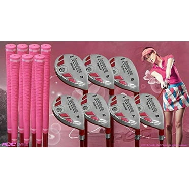 Women's iDrive Golf Clubs All Ladies Pink Hybrid Complete Full Set which Includes: #5, 6, 7, 8, 9, PW  SW Lady Flex Right Handed New Utility L Flex Club