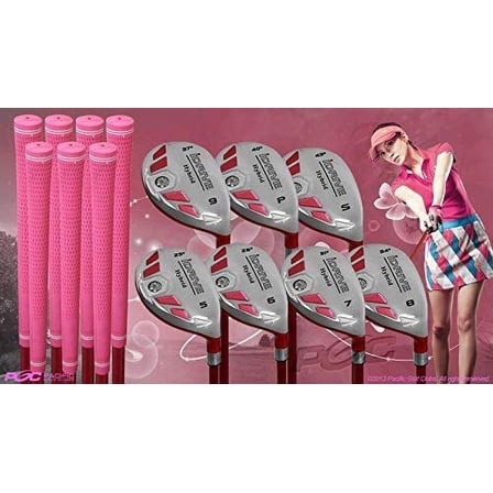 Women's iDrive Golf Clubs All Ladies Pink Hybrid Complete Full Set which Includes: #5, 6, 7, 8, 9, PW SW Lady Flex Right Handed New Utility L Flex Club