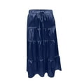 thumbnail image 4 of Boho Maxi Skirt for Women High Waist Tiered Long Flowing A-Line Skirt Summer Beach Casual Elastic Waist Skirts, 4 of 5