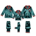 thumbnail image 3 of Inglocry 2026 Family Christmas Pajamas Sets Silk Xmas Pjs Matching Sets Soft Sleepwear for Men Women Adults Dark Green 110, 3 of 8