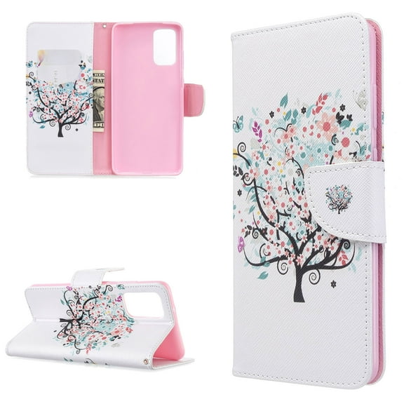 Galaxy S20 Case Cover Wallet, Allytech PU Leather Slim Fit Folio Flip Kickstand Drop Protection Shockproof Colorful Pattern Magnetic Clasp Case Cover for Samsung Galaxy S20 6.2" 2020,Colorful Tree