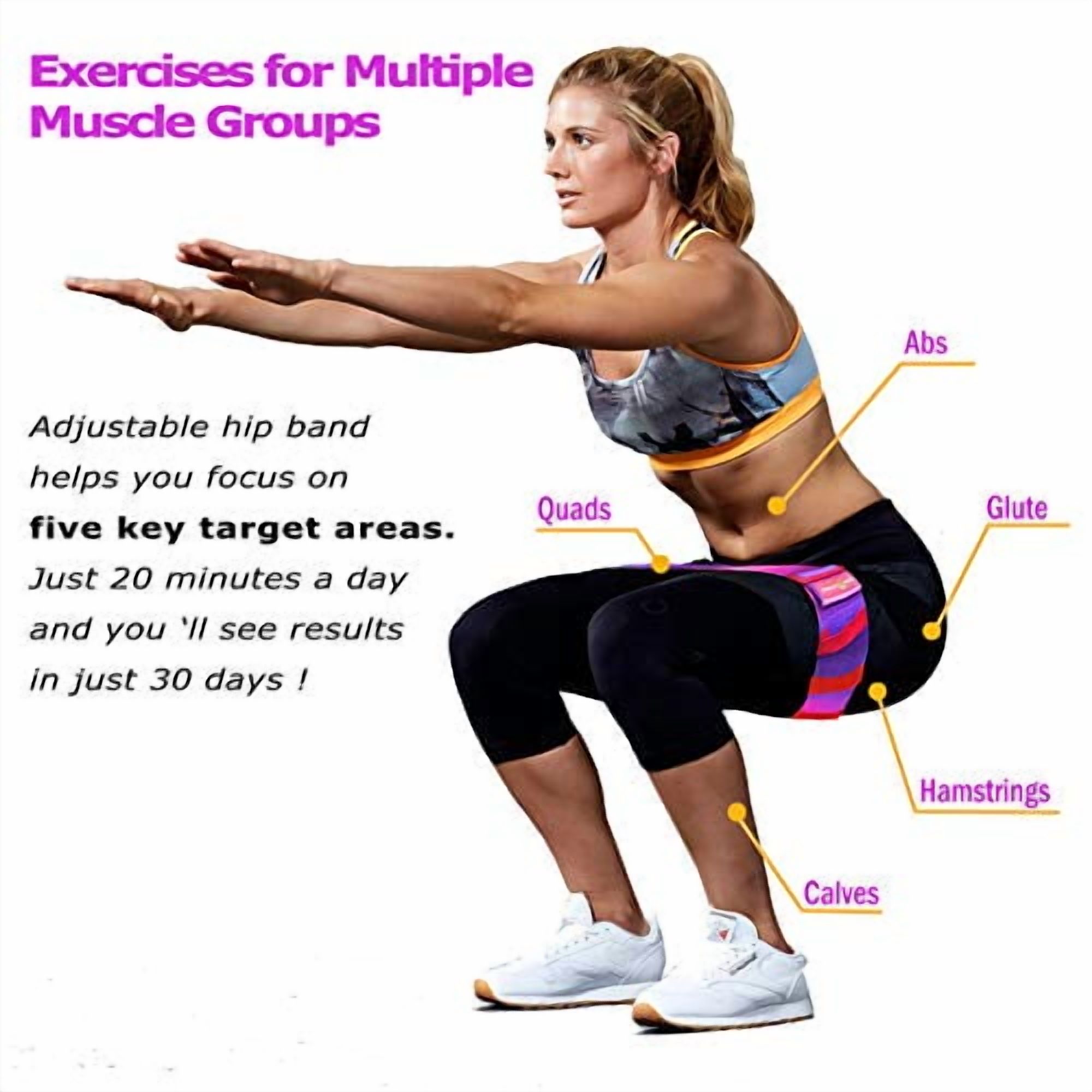 Adjustable Booty Resistance Workout Hip Exercise Bands | Fitness Exercise Loop Circle for Legs,Butt,Glutes and Thighs Training