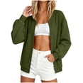 thumbnail image 4 of Wooowa Women's Solid Color Baseball Jacket Varsity Long Sleeve Casual Loose Cardigan Track Jacket, 4 of 9