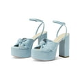thumbnail image 2 of Loeffler Randall Womens Roz Denim Knot-Front Platform Sandals, 2 of 3