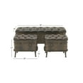 thumbnail image 4 of DecMode Metal Storage Bench with Tufted Faux Leather, Brown, Set of 3, 4 of 14