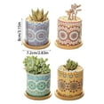 thumbnail image 4 of 4 Sets Boho Pots Succulent Pot Modern Sun Ceramic Flower Planter Pot with Bamboo Tray for Indoor Plants, Aloe, Cactus, Home Office Decor(B), 4 of 6