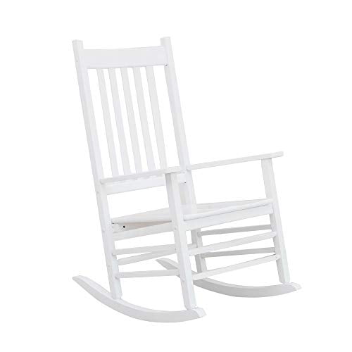 B Z Kd 25w Wooden Rocking Chair Heirloom Contoured Porch Rocker Indoor Outdoor White Walmart Com
