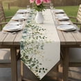 thumbnail image 6 of Table Runners 60 Inches Long, Sage Green Cotton Linen Kitchen Dining Coffee Table Runner for Party Home Decor, Eucalyptus Leaves Tabletop Dresser Scarves Runner Decor 13x60 Inch, 6 of 9