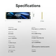 KingSpec ONEBOOM 512GB X400 NVMe PCle Gen4, M.2 2280 Internal Gaming SSD Solid State Drive -Up to 7400 MB/s -Compatible with PS5, PCs, Laptops