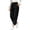 Black 09, variant on Pants for Women, Solid Elastic High Waist Cropped Harem Pants, Button Decor Split Ankle Loose Jogger Trousers with Button Flap Side Pockets