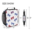 thumbnail image 5 of Insulated Square Lunch Bag with Side Mesh Pocket Fashion Lunch Box Reusable Lunch Tote 10.5" x9.5" x3.5" Red and Blue Stripe Bows, 5 of 6