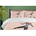 thumbnail image 4 of Ambesonne Cartoon Duvet Cover Sets, Pantomime Girl and Puppy, 2-Queen, Rose Dark Grey, 4 of 7