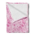 thumbnail image 2 of Paisley Soft Flannel Fleece Throw Blanket, Models Inspired Design with Flowers and Leaf Circled Shapes Image Print, Cozy Plush for Indoor and Outdoor Use, 60" x 80", Pink and White, by Ambesonne, 2 of 5