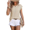 thumbnail image 3 of Blusa Informal de Corta con Cuello Redondo y Aguja Gruesa para Mujer, Color Albaricoque L, 3 of 6