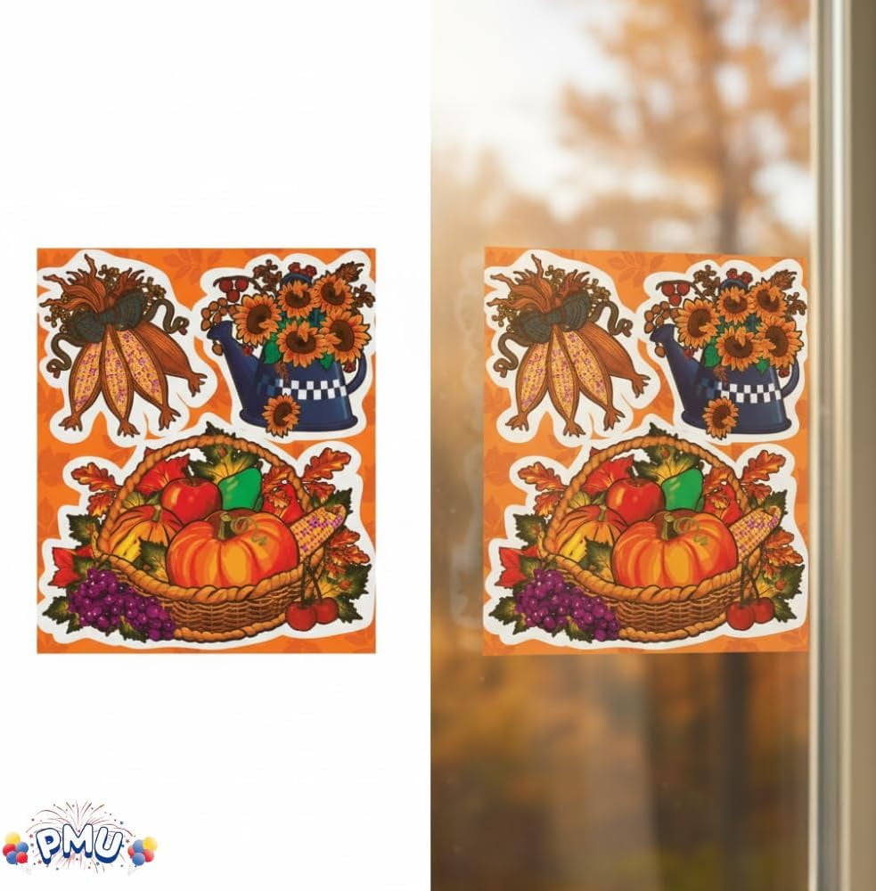 PMU 72 Sheets Thanksgiving Stickers, 15.5in Stickers For Fall Autumn Harvest Theme Party