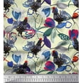 thumbnail image 1 of Soimoi Poly Georgette Fabric Floral & Cock Watercolor Printed Fabric 1 Yard 52 Inch Wide, 1 of 3