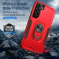 thumbnail image 5 of SamSung Galaxy S21FE mobile phone case, military grade shockproof cover pass, 15 foot drop test protective cover, with magnetic support and vehicle support（Red）, 5 of 6