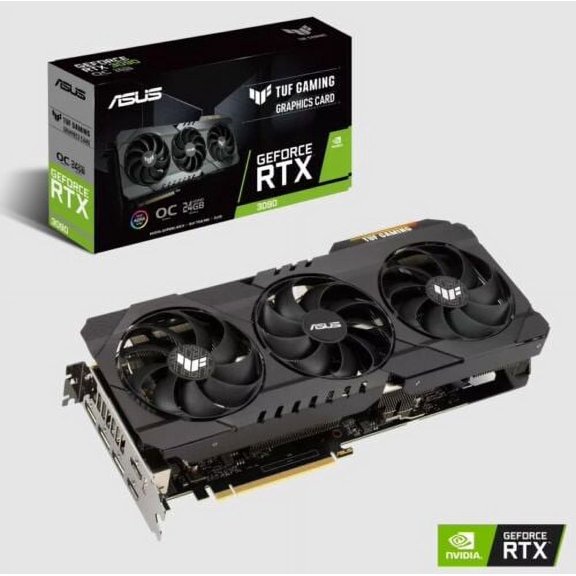 ASUS TUF Gaming NVIDIA GeForce RTX 3090 OC Edition Graphics Card- PCIe 4.0, 24GB GDDR6X, HDMI 2.1, DisplayPort 1.4a, Dual Ball Fan Bearings